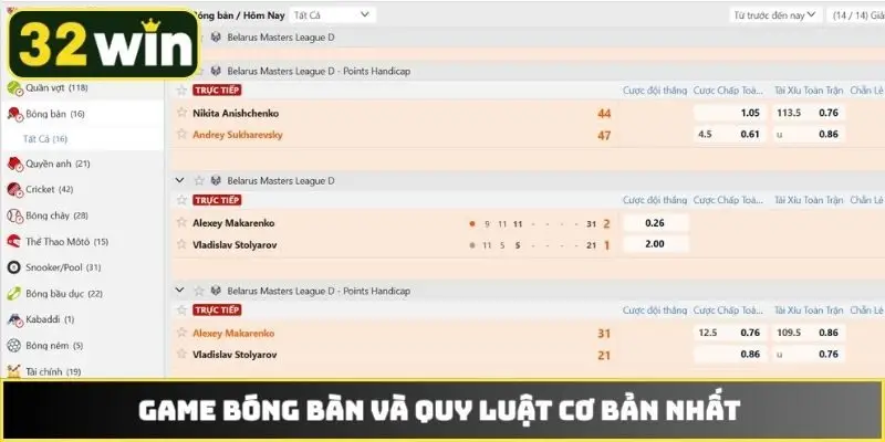 Game bóng bàn và quy luật cơ bản nhất