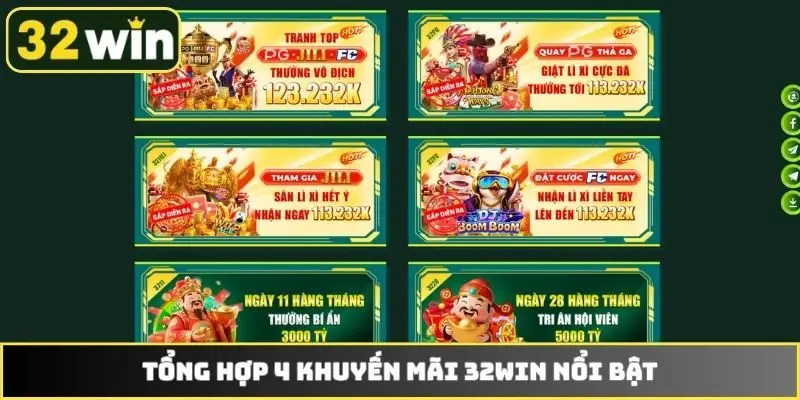 Tổng hợp 4 khuyến mãi 32WIN nổi bật